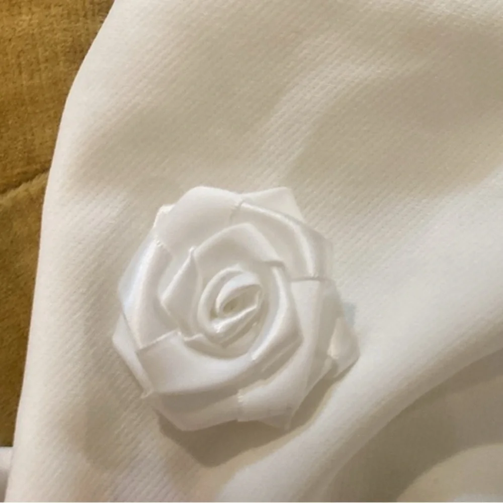 White Women's Suit with Rosette Accents - Picture 4 of 5